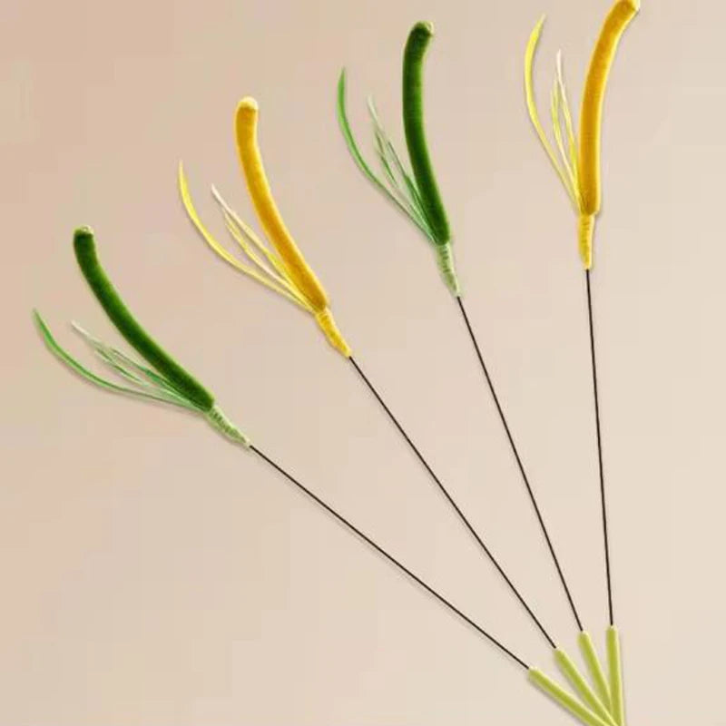 New Cat toys, dog tail grass teasing cat pole feather pole wire cat