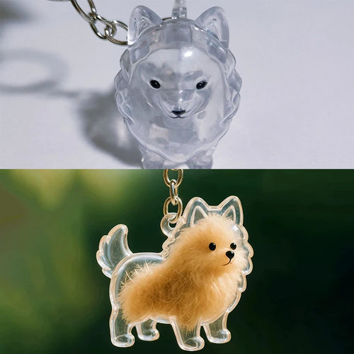 Cute Clear Puppy Hair Memorial DIY Pendant Keychain Decor Keepsake
