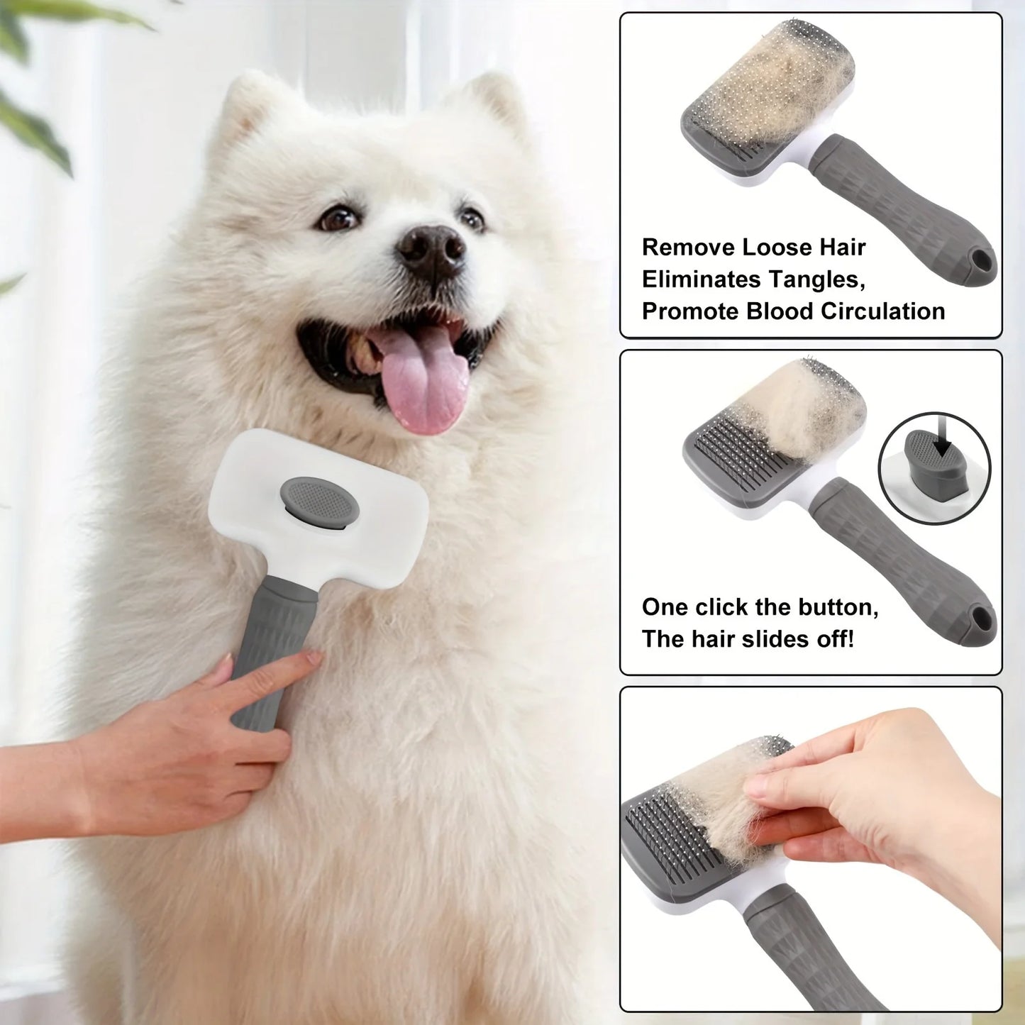 Self-cleaning Pet Hair Remove Comb Cat Slicker Brush Pet Hair Removal