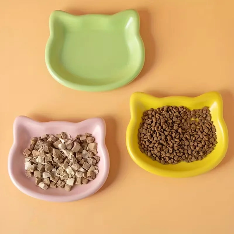 4pcs Premium Shallow Pet Dish in 4 Colors | Ideal for Dwarf Cats &