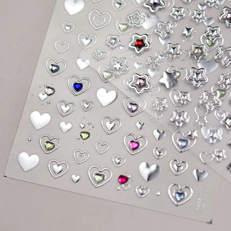1 piece 5D color crystal star nail stickers high quality love shiny