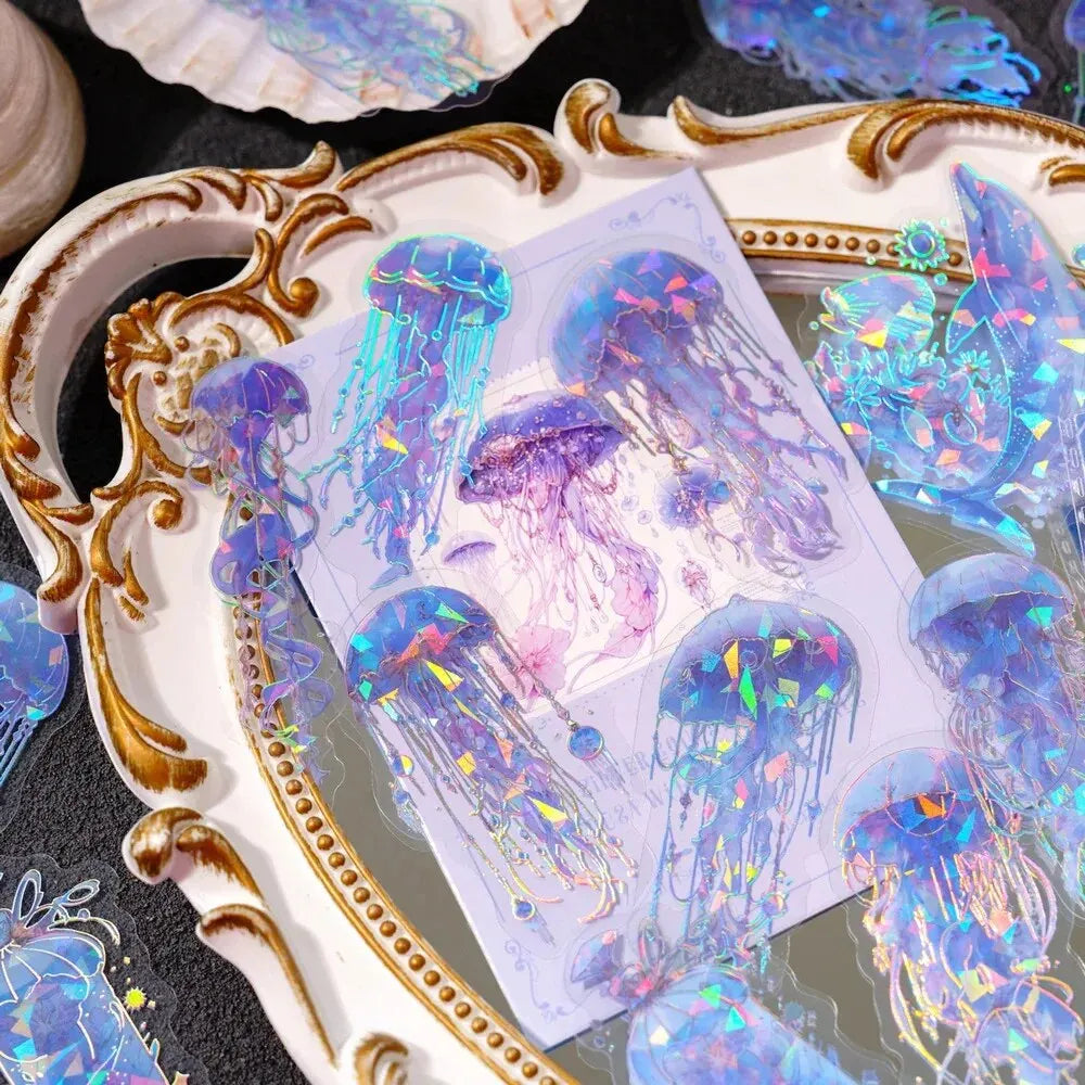 Unbounded Jellyfish Series PET Sticker Bag Dream Laser Watercolor