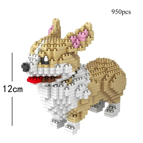 KNEW BUILT Dachshund Dog Model Mini Building Block Toy Set 9 Style for