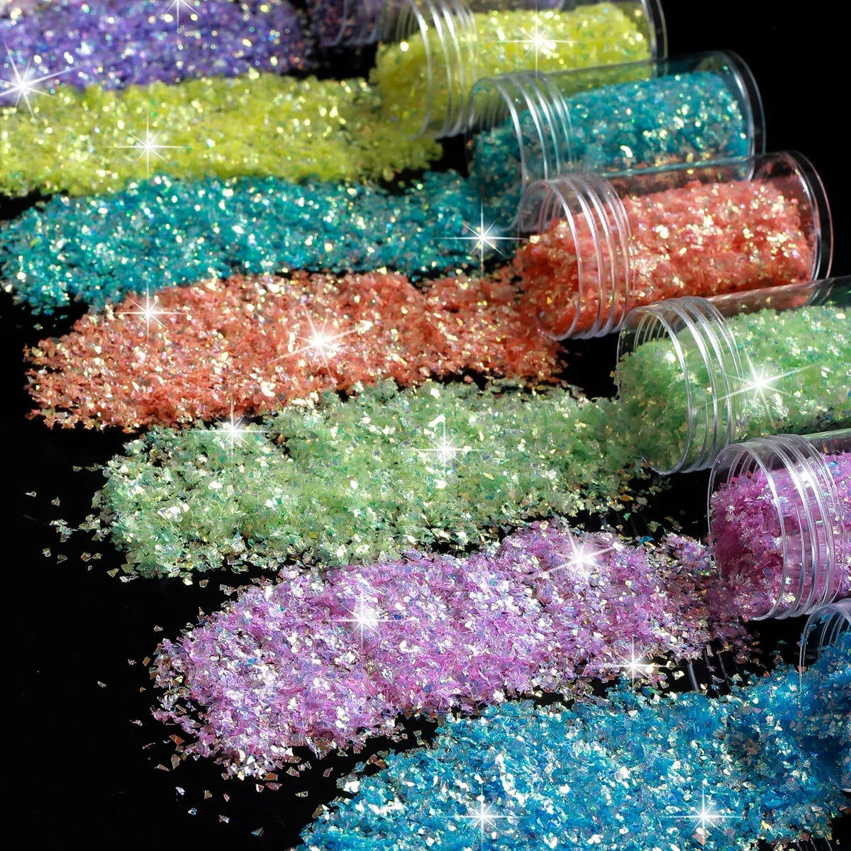 8-Color Lridescence Ultra-Thin Nail Enhancement Glitter DIY Glue Drip