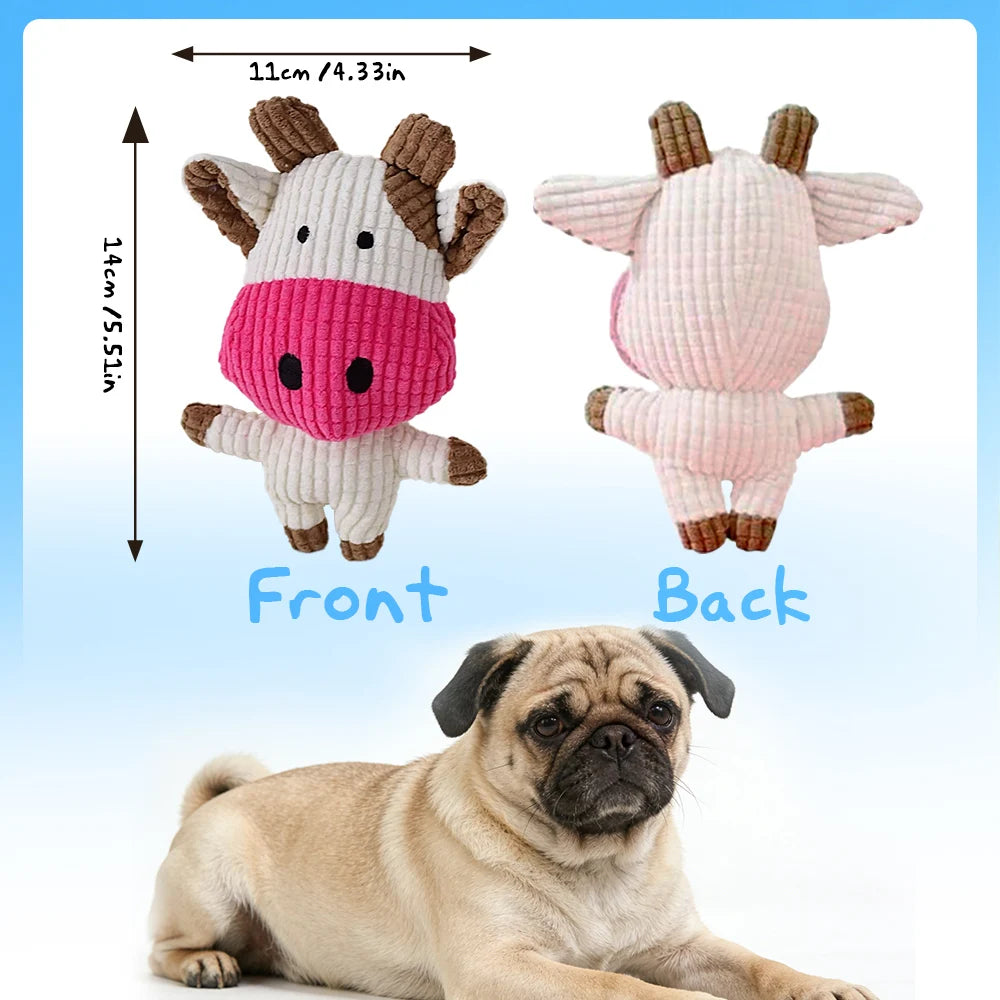 Fun Pet Toy Pet Cow Shape Corduroy Chew Toy For Dogs Puppy Squeaker