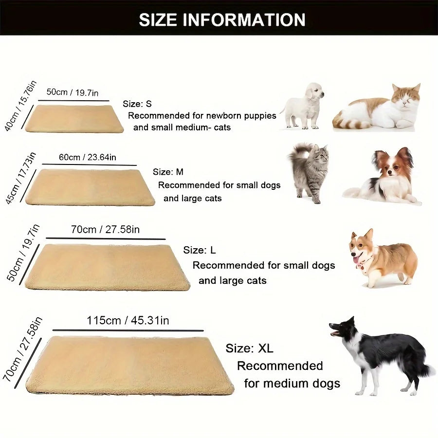 Self-Warming Pet Pad Blanket, Electric-Free Thermal Bed Mat, Anti-Slip