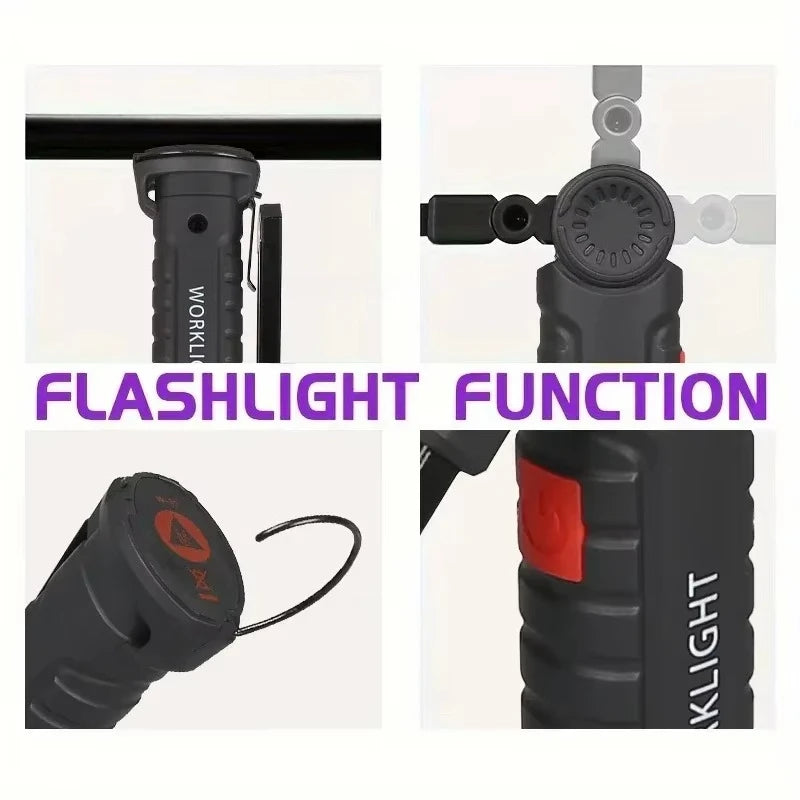 395nm LED UV Flashlight USB Rechargeable Foldable Lamp with Magnet