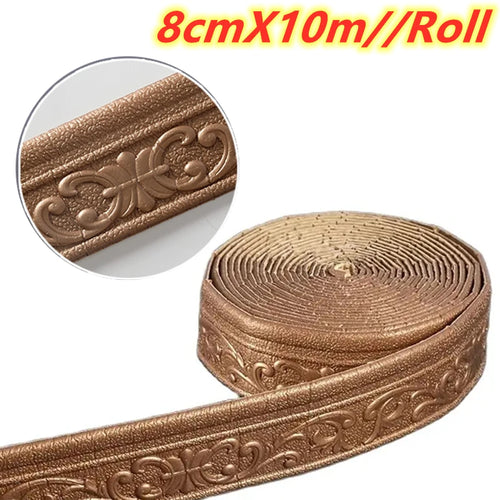 10m/Roll 3D Wall Trim Line Skirting Border Self Adhesive Waterproof