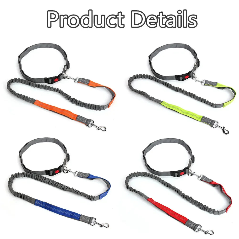 Retractable Dog Leash with Adjustable Waist Rope Hand Free Running