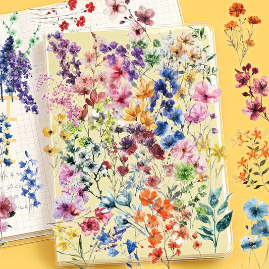 50/300PCS Ink Flower Sticker Pack Waterproof Transparent PET Brochure