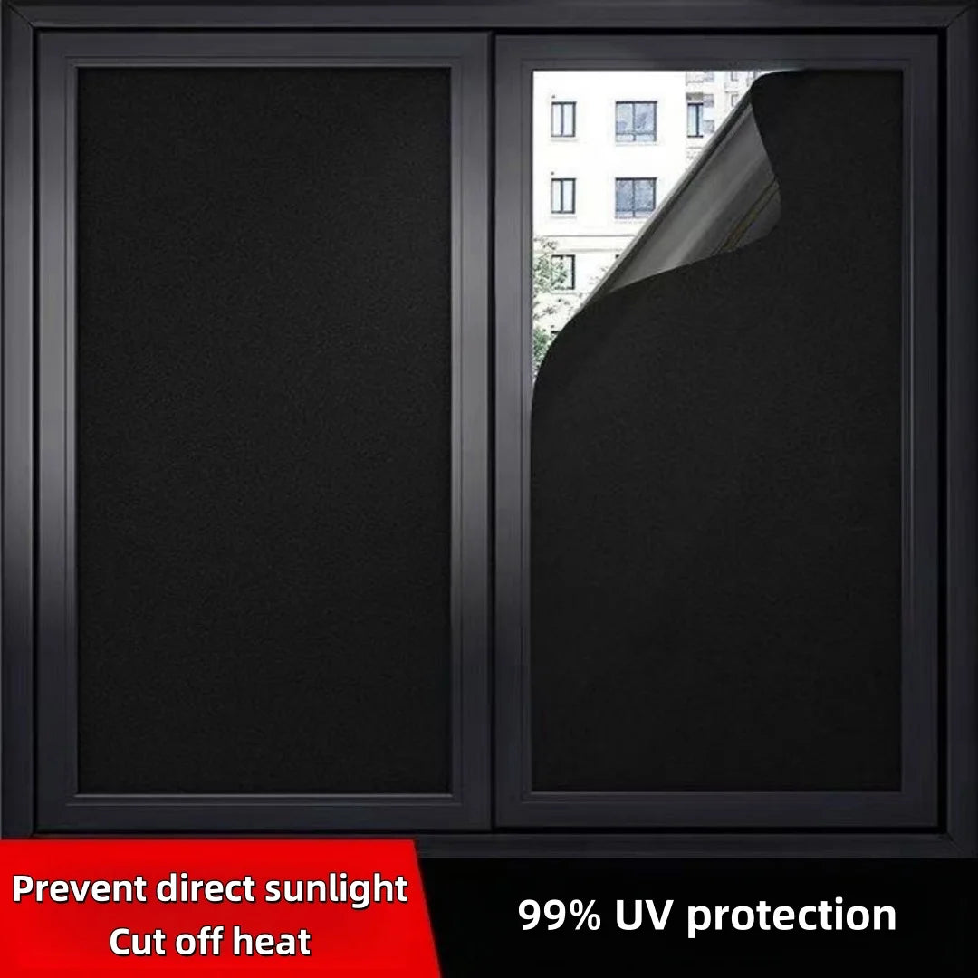 Black Opaque Glass Self-Adhesive Film, Uv Protection, Full Blackout