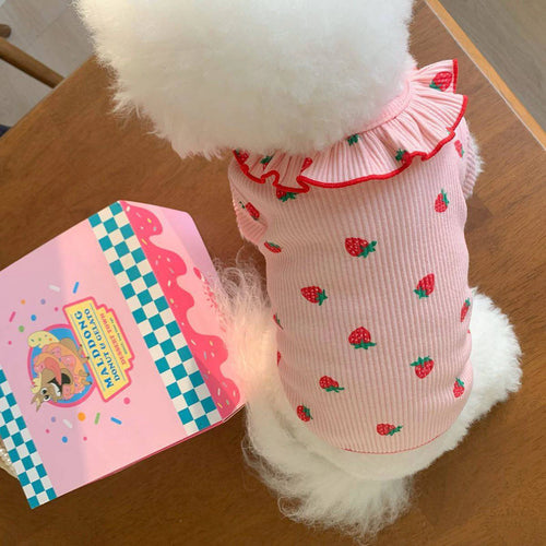 Strawberry Small Dog Clothes Summer Breathable Clothing for Cat Cute
