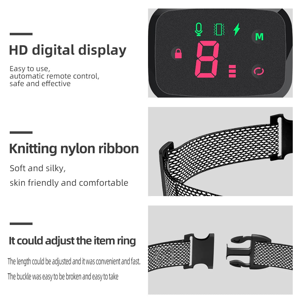 Smart Automatic Anti Barking Dog Collar HD Digital Display IP67