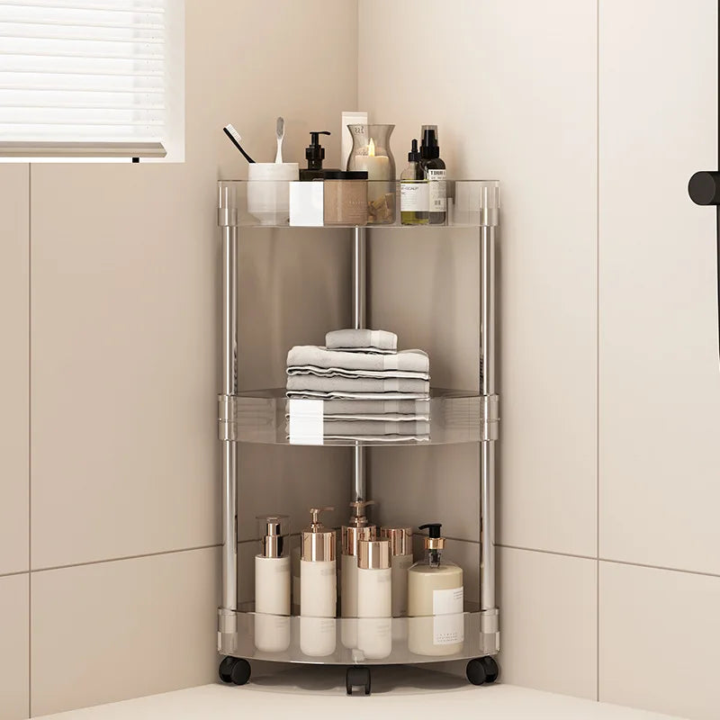 Fashion Rack Multi-Layer Transparent Bathroom Shelf Washbasin Storage