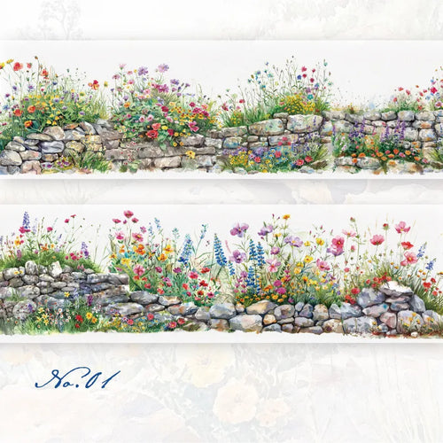 Journamm 50mm*2m PET Flower Wall Tapes Sticker Decor Junk Journal DIY