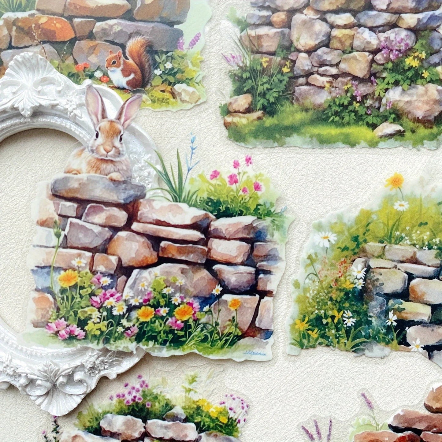 10pcs Plant Flowers Sticker PET Material Junk Journal Hand Account DIY