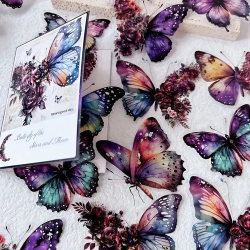 30 PCs Butterfly Flower Themed DIY Decorative Stickers Pack Decorative