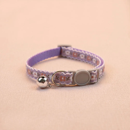 Hand Knitting Flower Pet Collar With Bell Colorful Retro Style Cat