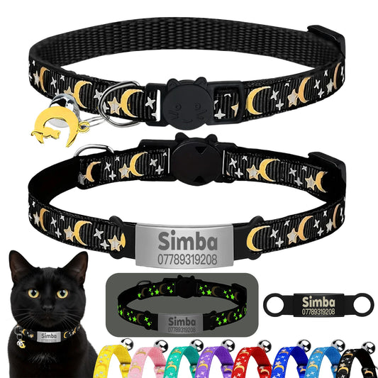 Customized Cute Glow Cat Collar Free Engraved Puppy Kitten Anti-lost
