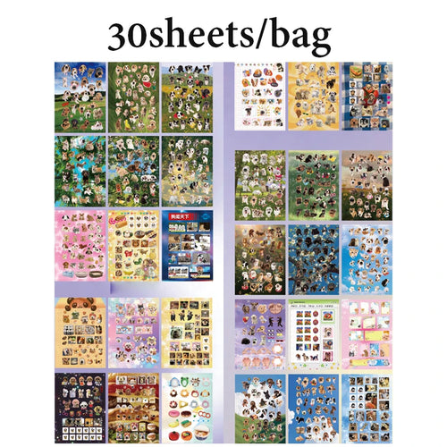 30pcs/bag Cute Pet Battle Cut-Out Coil Sticker Book DIY Handbook