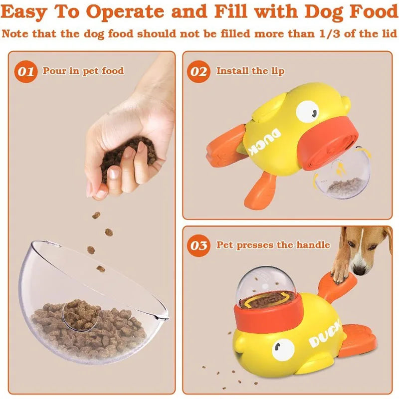 Pet Treat Dispenser-Interactive Dog Toys, Anti Gulping Duck Slow