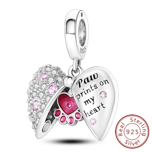 New 925 Sterling Silver Charm Beads Dog Cat Pets Pendant Fit Original