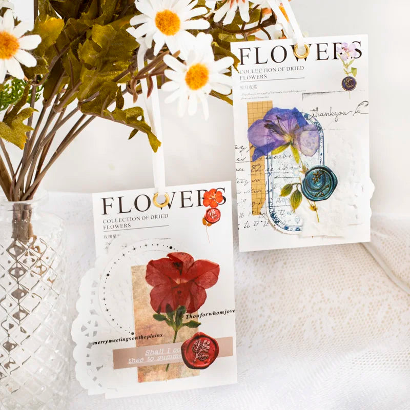 40 pcs/pack Vintage Dried flower Leaf specimen Stickers aesthetic
