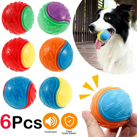 6Pcs Squeaky Balls Toys Dogs Interactive Toys TPR Dog Chew Toy for Dog