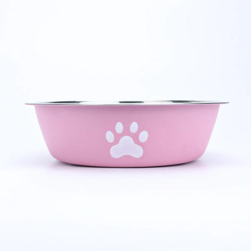 New stainless steel dog basin paw print pet supplies cat bowl dog bowl