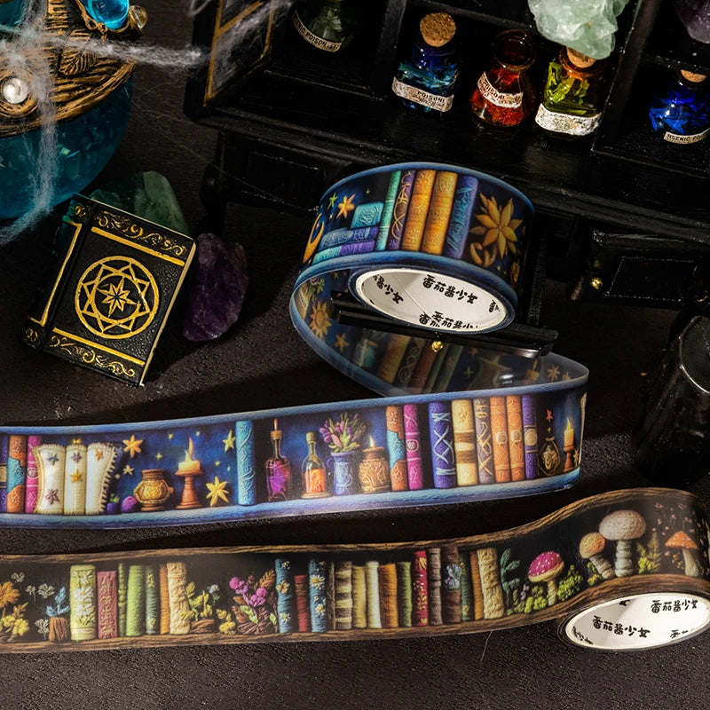 2m/roll Magician Bookcase Series PET Stickers Creative Collage For DIY