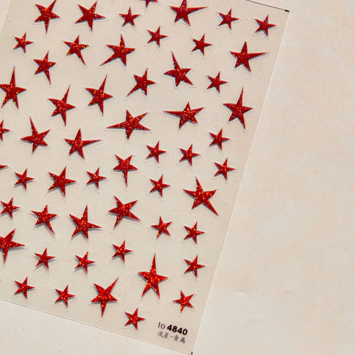 1pcs 5D Relief Kawaii Colorful Star Nail Art Stickers Multi Macaron