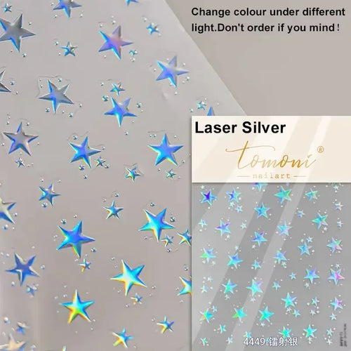 1pcs 5D Relief Kawaii Colorful Star Nail Art Stickers Multi Macaron