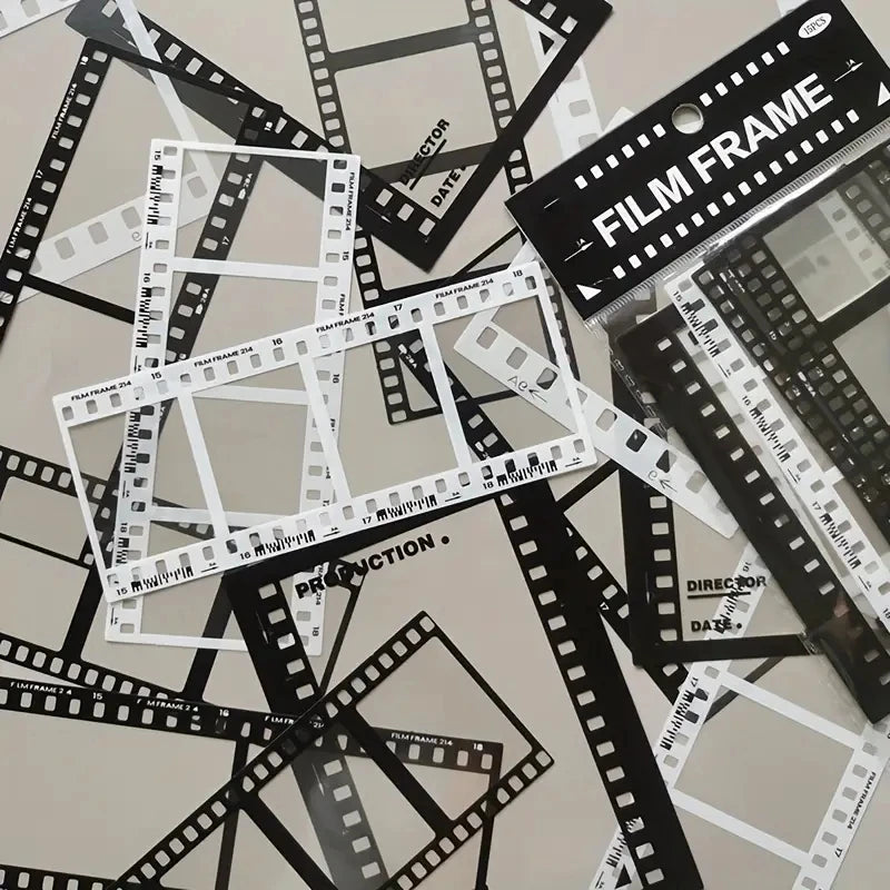 15 pcs vintage photos film frame PET sticker packaging DIY diary