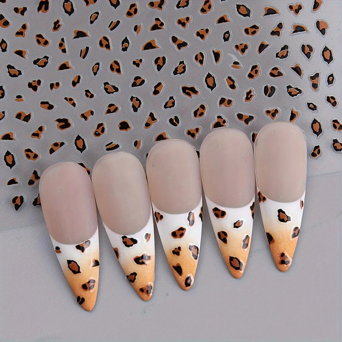 3PCS Meilad leopard print nail stickers, easy to apply for DIY nail