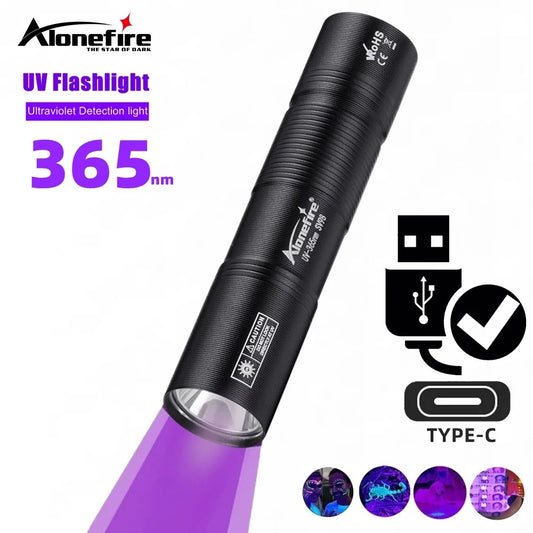 365nm UV Flashlight USB Rechargeable Mini Palm Ultraviolet Nail lamp