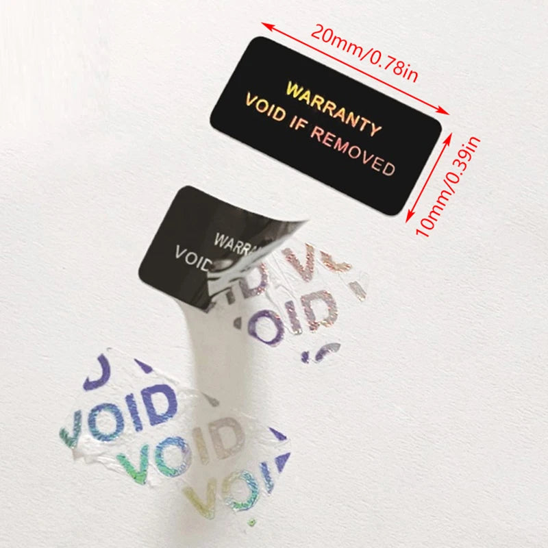 100Pcs Bar code warranty void stickers Dumb silver PET security labels