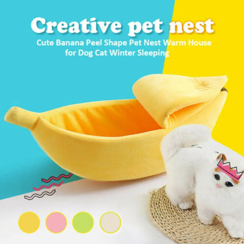Banana Cat Bed House Funny Cute Cozy Cat Mat Beds Warm Durable
