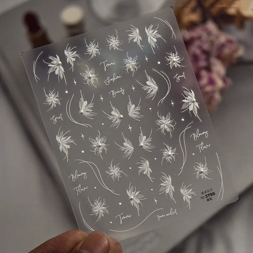 1Sheet Luxury Crystal diamond Nail Charms Stickers Lace Bow Self