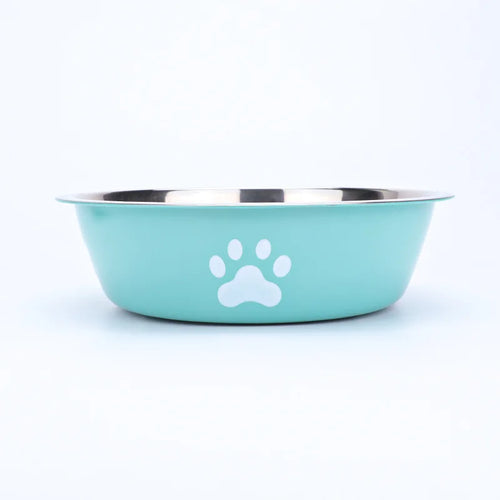 New stainless steel dog basin paw print pet supplies cat bowl dog bowl