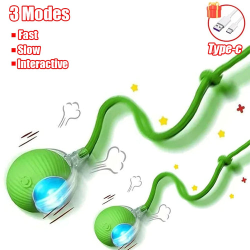 New Cat Interactive Ball Toy Automatic Rolling Ball Faux Tail