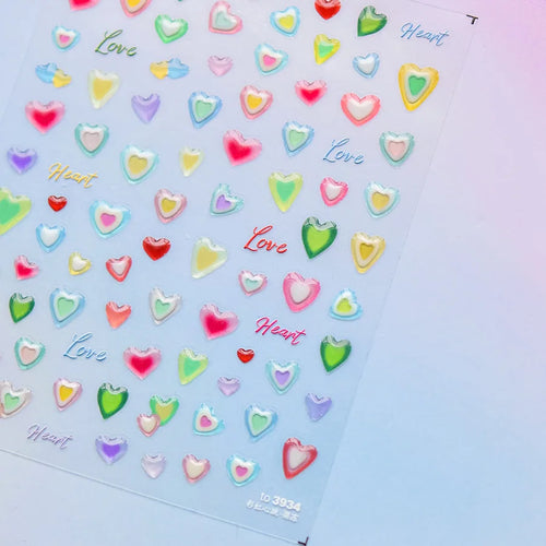 1pcs Jelly Nail Stickers Shiny French Ice Crystal Stars Love Self