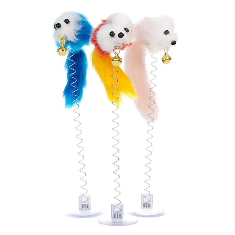 Cartoon Pet Cat Toy Stick Feather Rod Mouse Toy With Mini Bell Cat