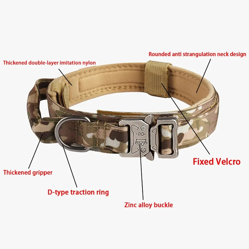 Pet Products Outdoor Tactical Dog Collar Metal Buckle Breathability