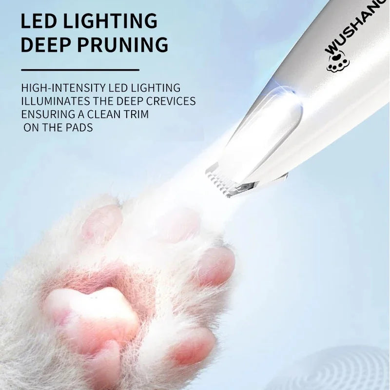 Pet Dog Electric Groomer Trimmer with LED Light Waterproof Pet Foot