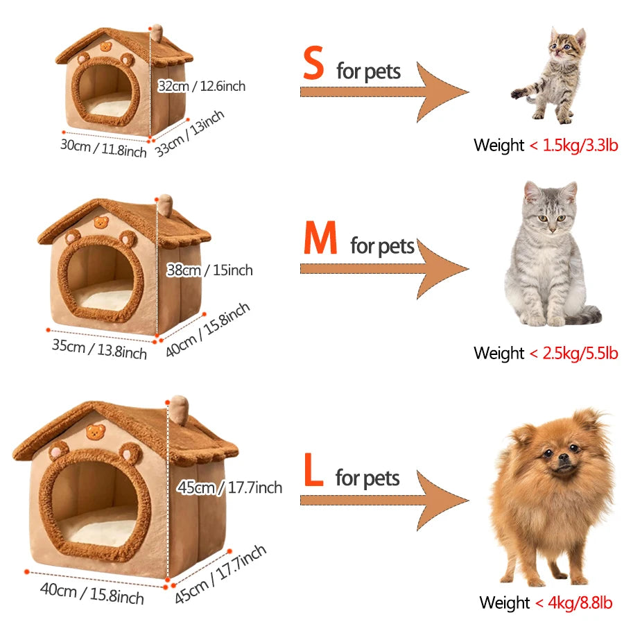 Folding Houses Removable Washable Cat House Puppy Cave Sofa Four