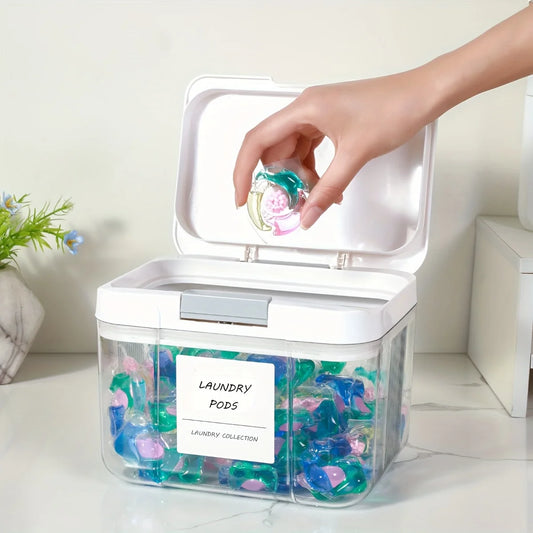 Laundry Pod Holder with Lid Laundry Pod Container,Sealed and Automatic