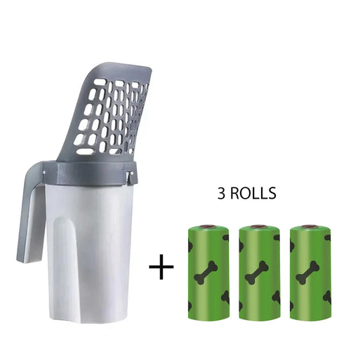 3Rolls Pet poop bags Cat Litter Shovel Scoop with Refill Bag Filter
