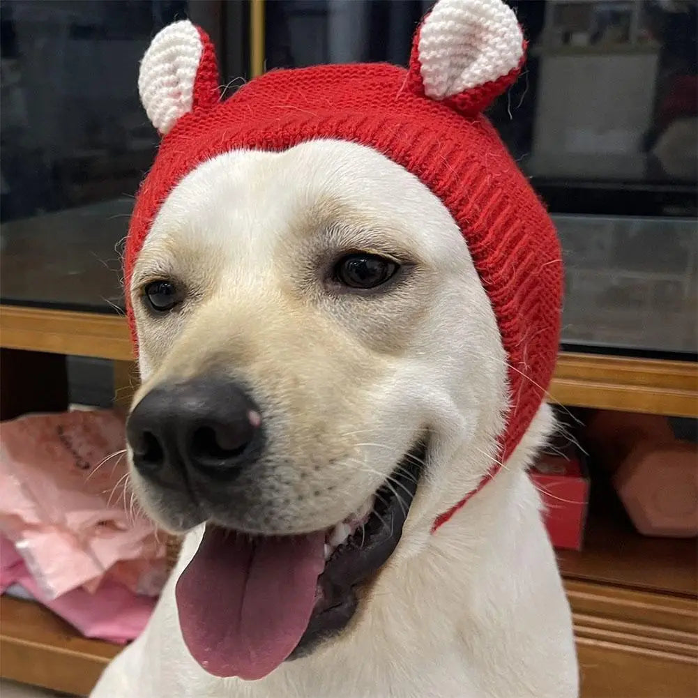 New Quiet Dog Ear Muffs Noise Protection Pet Ears Covers Knitted Hat