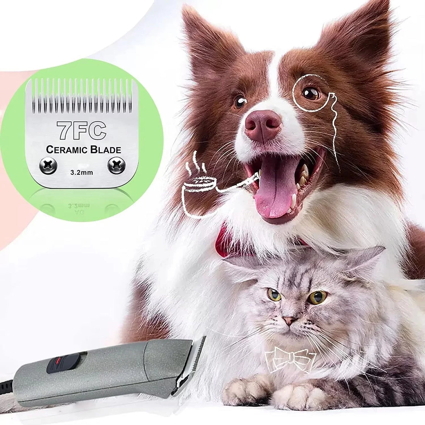 7FC Detachable Pet Dog Clipper Blade Set Compatible With For Most