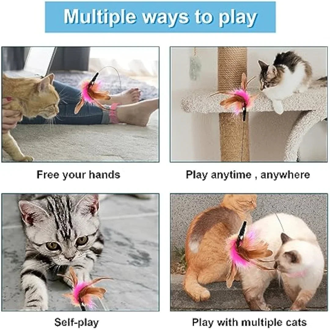 Cat Collar Toy Attached, Silicone Cat Teasing Wand Adjustable Cat